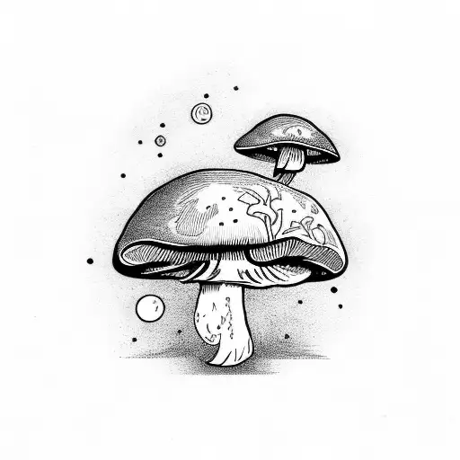 nature sign earth sign mushroom floral tattoo design idea