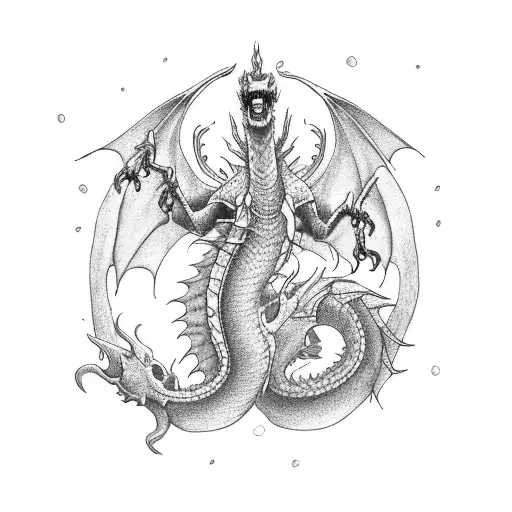 dragon with a libra  tattoo design idea