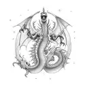 dragon with a libra  tattoo design idea