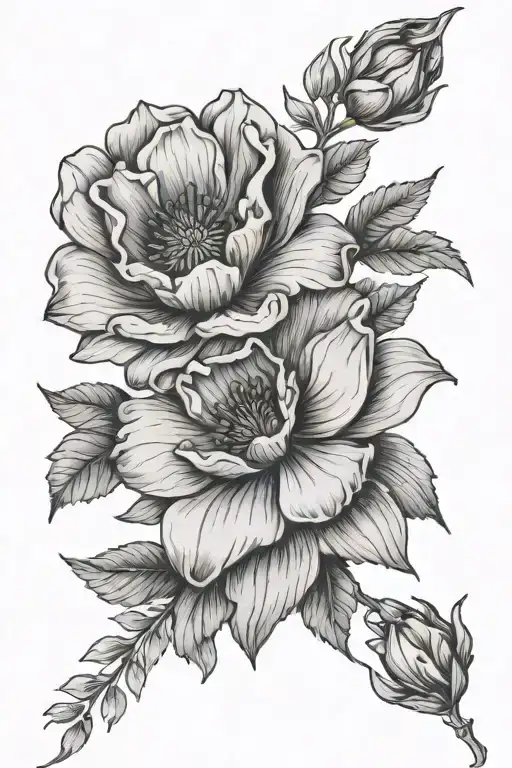 February birth flower, march birth flower, november birth flower, september birth flower tattoo design idea
