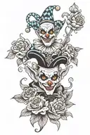 Jester, clown, clown forever, flowers tattoo design idea