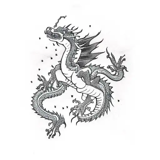 Lightning bolt and a dragon  tattoo design idea