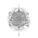 hand with the string of fate tattoo design idea