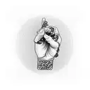 hand with the string of fate tattoo design idea