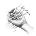 red string of fate hand  tattoo design idea