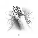 red string of fate hand  tattoo design idea