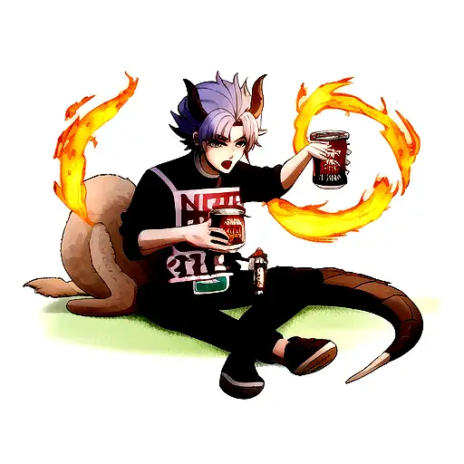 Dragón chino con un ratón montado sobre él y que esta rodeando con su cola a un conejito tattoo design idea