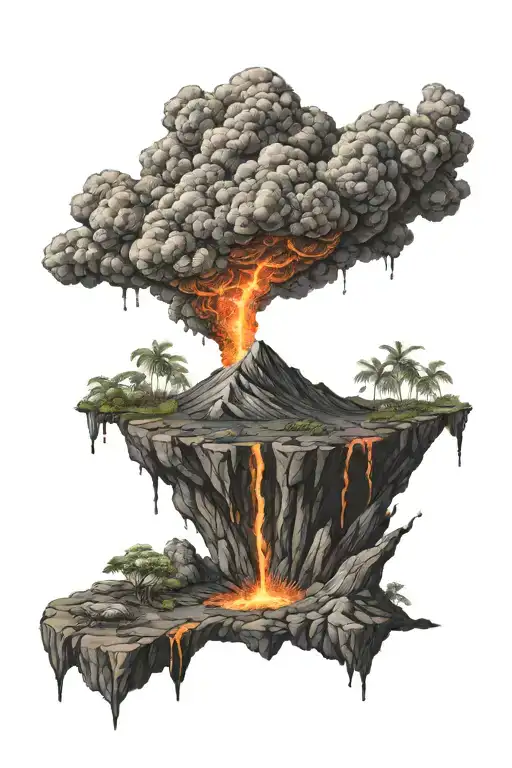 volcano flowing lava tattoo design idea