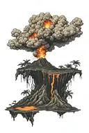 volcano flowing lava tattoo design idea