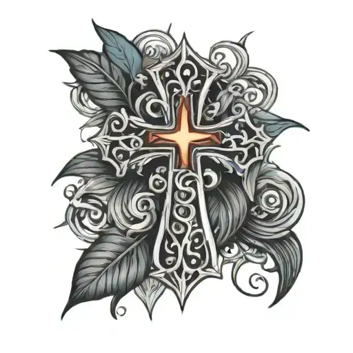 cross with 2010 in it tattoo design idea