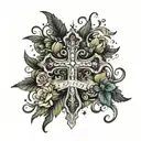 cross with 2010 in it tattoo design idea