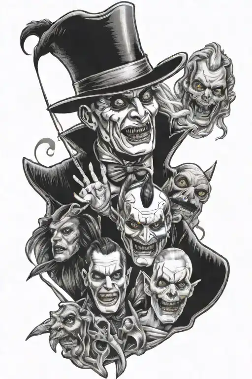 horror movie villains tattoo design idea