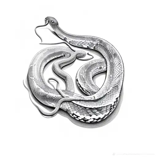 realistic python slithering from tree tattoo design idea