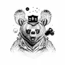 Smoking weed angry bear tattoo design idea