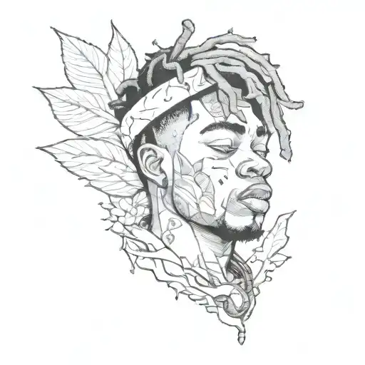 Combine Juice Wrld's album covers with Aaron's favorite quotes in a sketch style tattoo tattoo design idea