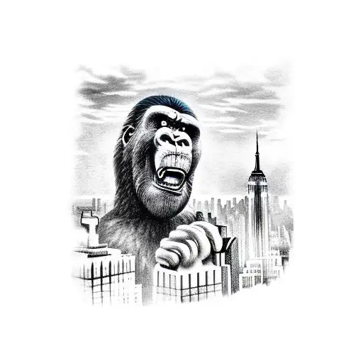 New York City Skyline with King Kong on empire state building tattoo design idea