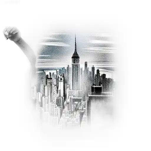 New York City Skyline with King Kong hanging off empire state building tattoo design idea