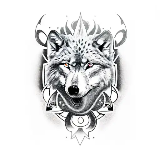 a sleeve with a wolf, snake, orca, lion, barking dog, shark, and a cheetah tattoo design idea