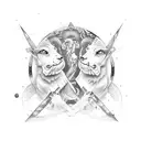 Gemini and number 6 tattoo design idea