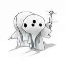 cute ghost, holding hands with a stick man, white back ground, --no skin tattoo design idea