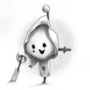 cute ghost, holding hands with a stick man, white back ground, --no skin tattoo design idea