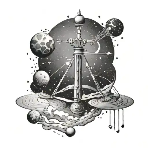 A cosmic-inspired design of a libra constellation with a meteor shower backdrop, symbolizing harmony and celestial beauty tattoo design idea