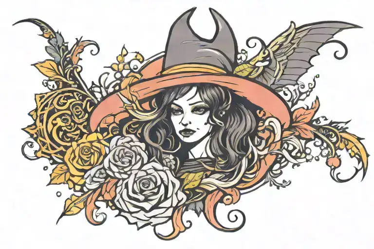 witchy colored tattoo design tattoo design idea