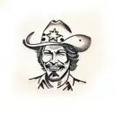 woodcut cowboy tattoo design idea