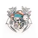 woodcut cowboy tattoo design idea