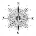 A compass surrounded by intricate geometric patterns inspired by magic and science tattoo design idea