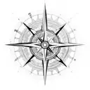 A compass surrounded by intricate geometric patterns inspired by magic and science tattoo design idea
