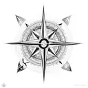 A compass surrounded by intricate geometric patterns inspired by magic and science tattoo design idea