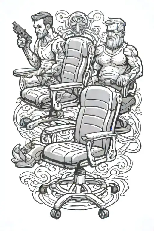 three gaming chairs dad two sons tattoo design idea