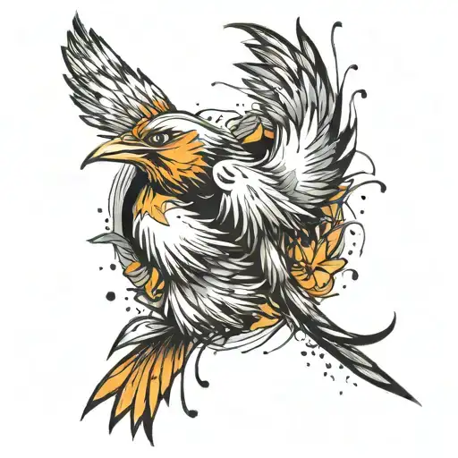 exploding feather and birds coming out of it tattoo design idea