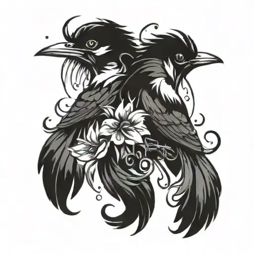 birds bursting feathers tattoo design idea