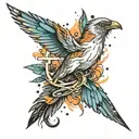 exploding feather and birds coming out of it tattoo design idea