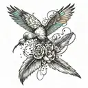 exploding feather and birds coming out of it tattoo design idea