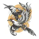 exploding feather and birds coming out of it tattoo design idea
