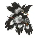 birds bursting feathers tattoo design idea