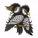 birds bursting feathers tattoo design idea