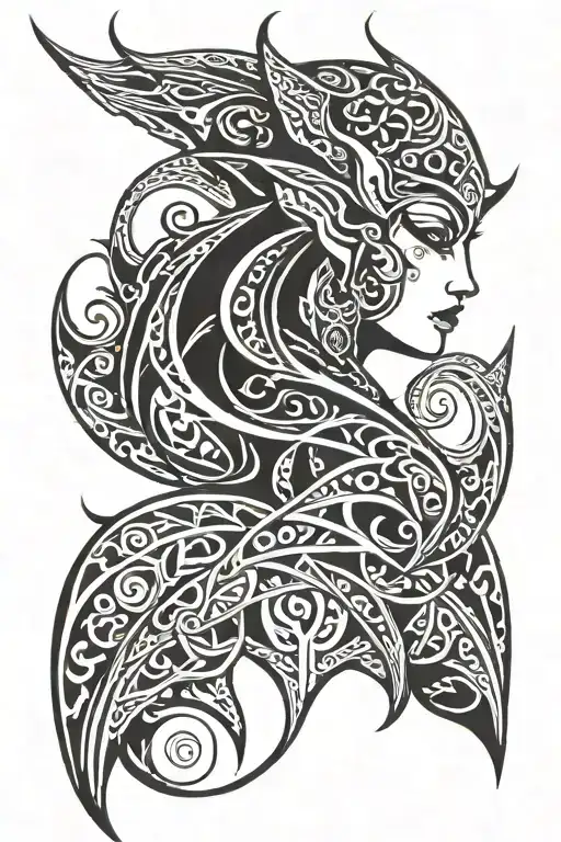 elf fantasy tattoo design idea
