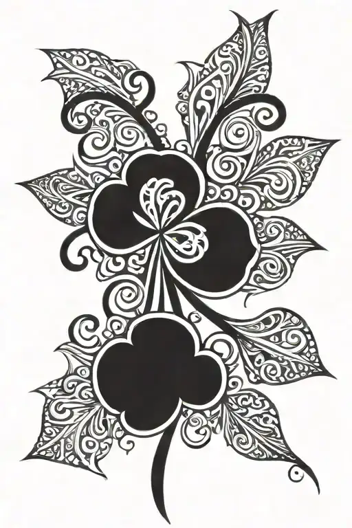 spear 5 leaf clover tattoo design idea