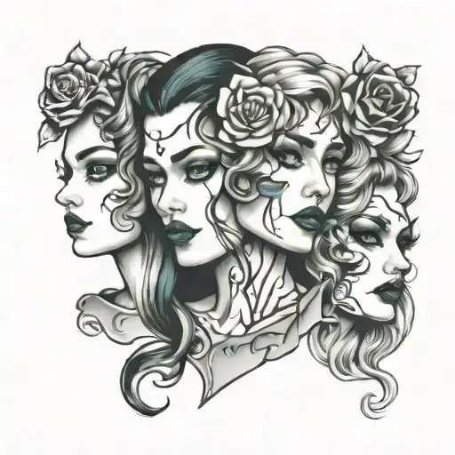 3 faces tattoo design inspired tattoo design idea