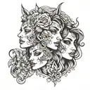 3 faces tattoo design inspired tattoo design idea