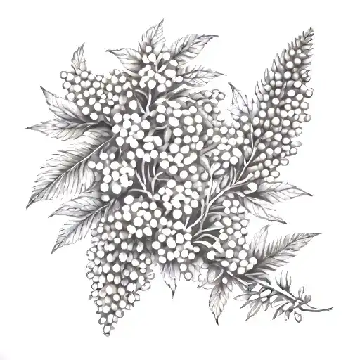 frame mimosa and flowers  tattoo design idea