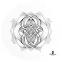 sacred geometry, labyrinth, 4 natural elements, letter S E, tree of life, bee hive tattoo design idea