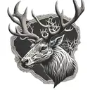 bull elk skull with antlers tattoo design idea