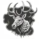 bull elk skull with antlers tattoo design idea