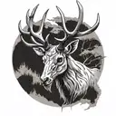 bull elk skull with antlers tattoo design idea