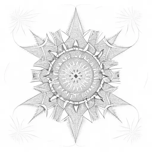 a crown of palm trees at the top, sand dunes in the center and a five-pointed star with a crescent mood below tattoo design idea